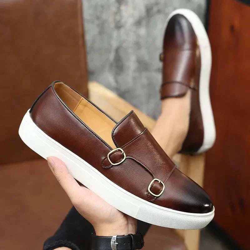Men's Monk Loafers with Elastic Inserts