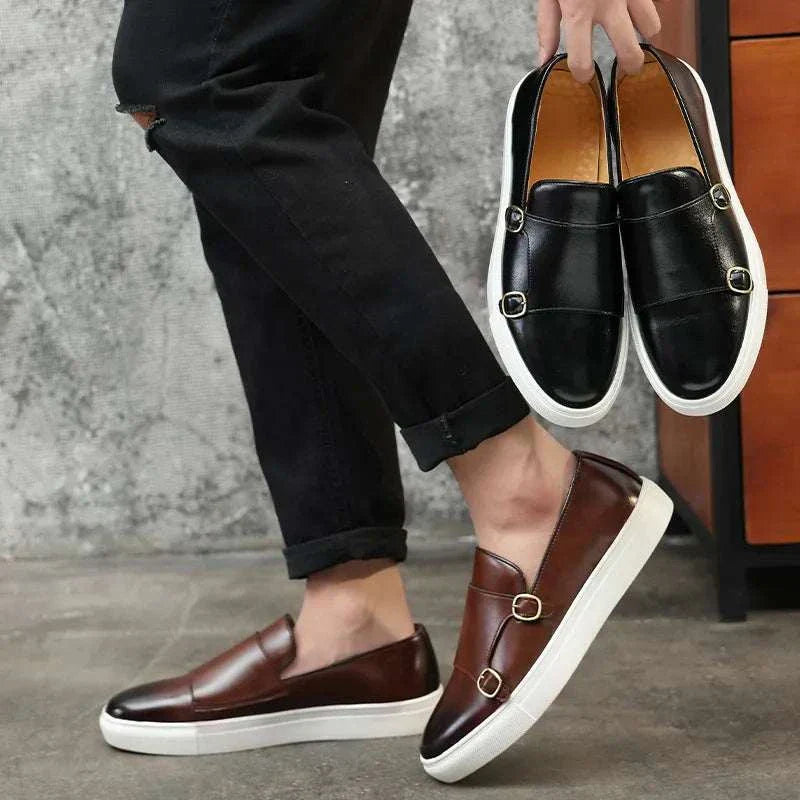 Men's Monk Loafers with Elastic Inserts