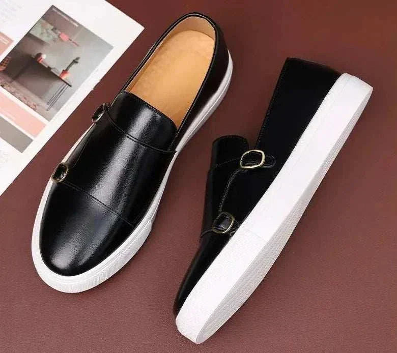 Men's Monk Loafers with Elastic Inserts