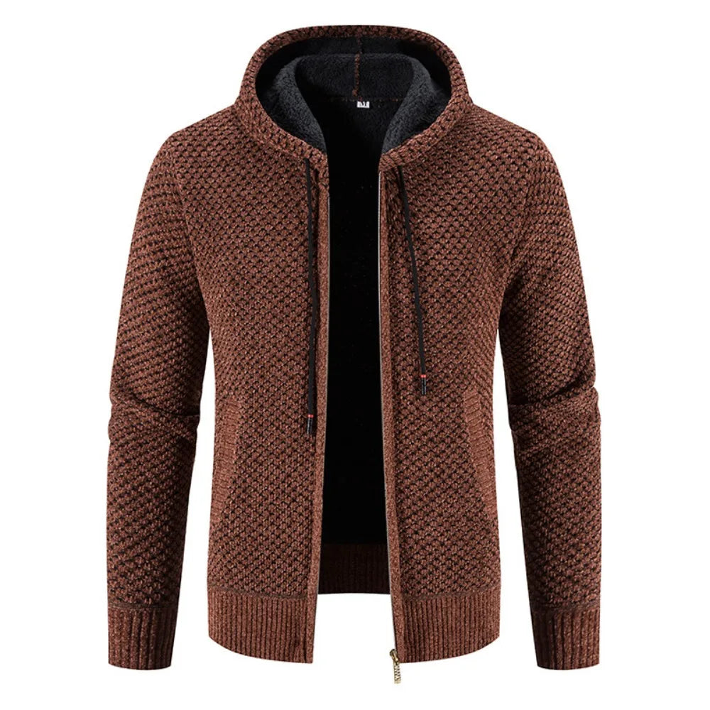 Men's Knitted Cardigan with Fleece Lining