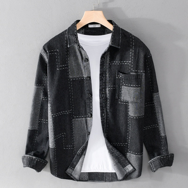 Men's Patchwork Denim Shirt