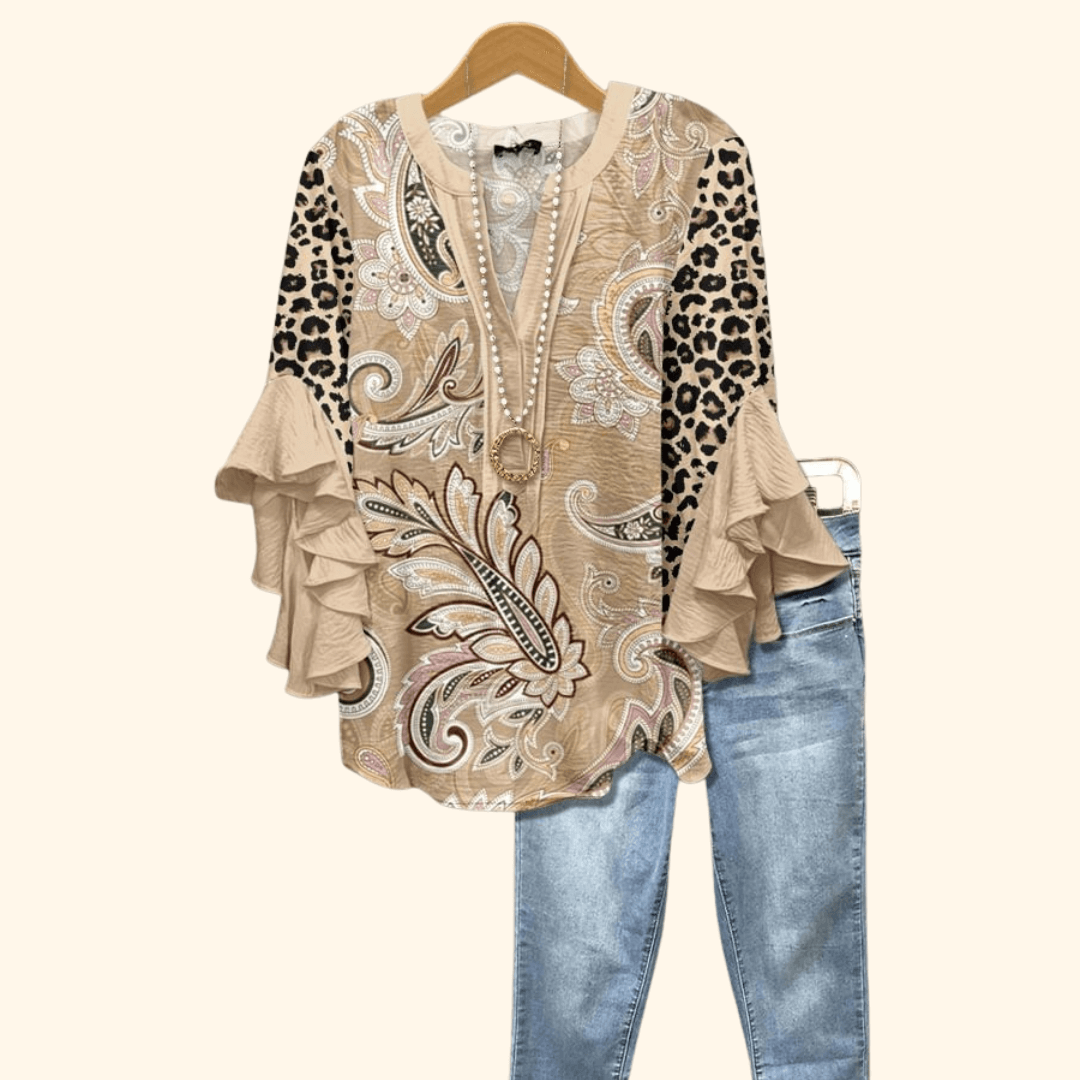 Elara™ - VINTAGE FLORAL PRINT BLOUSE