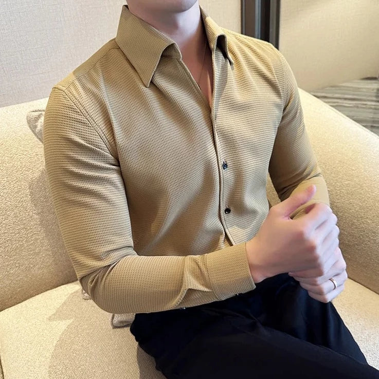 Men's Long Sleeve Shirt with Classic Collar