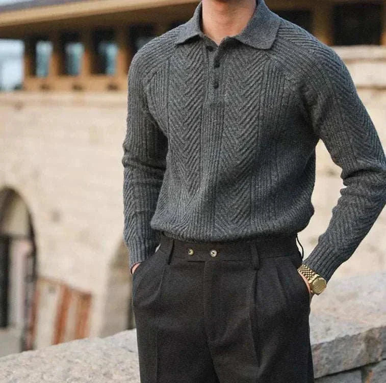 Men's Lapel Sweater in Autumn Style