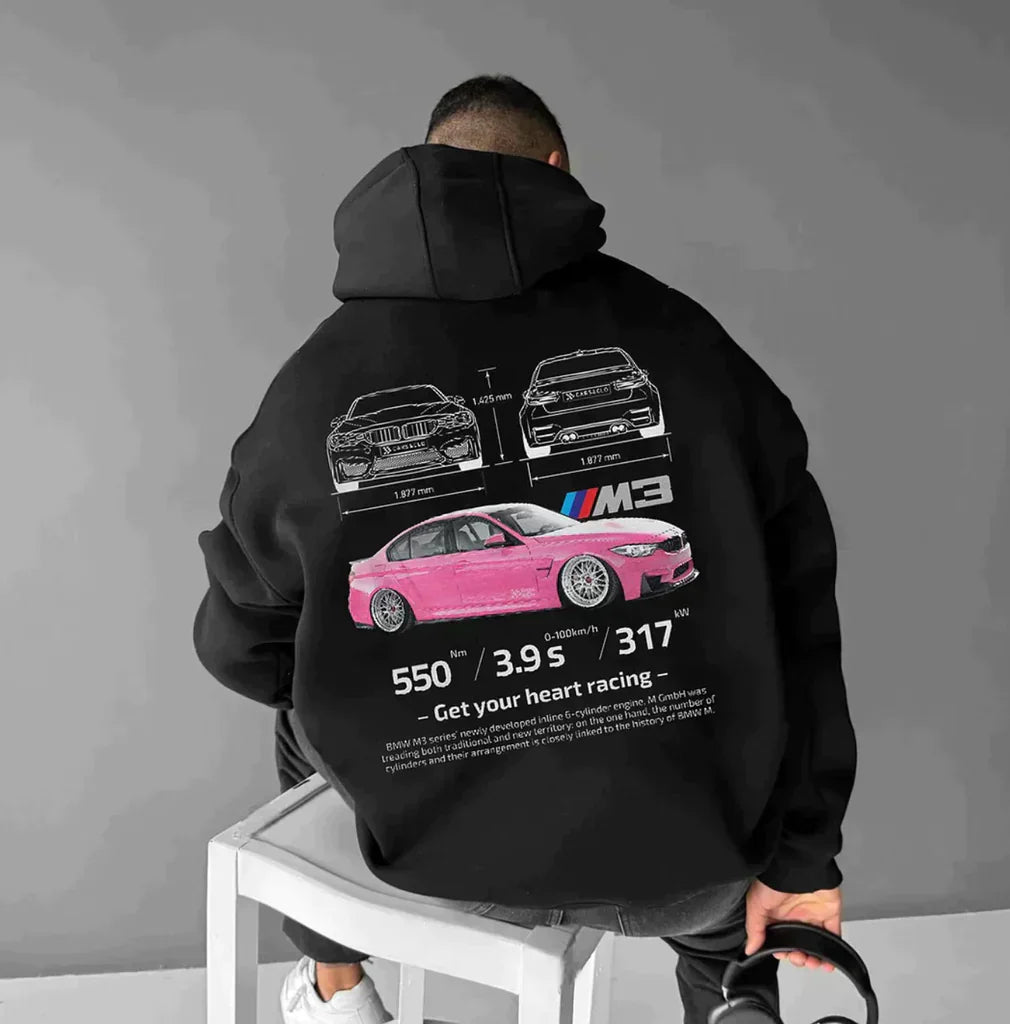 Unisex oversized hoodie racing design