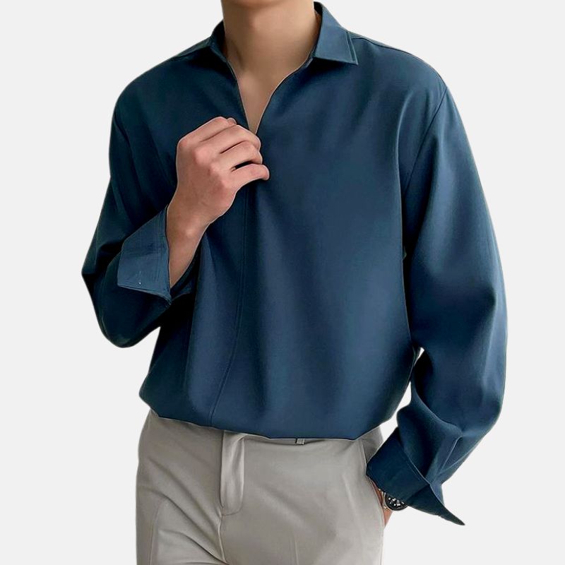 Men's Korean Loose Fit Shirt with Long Sleeves