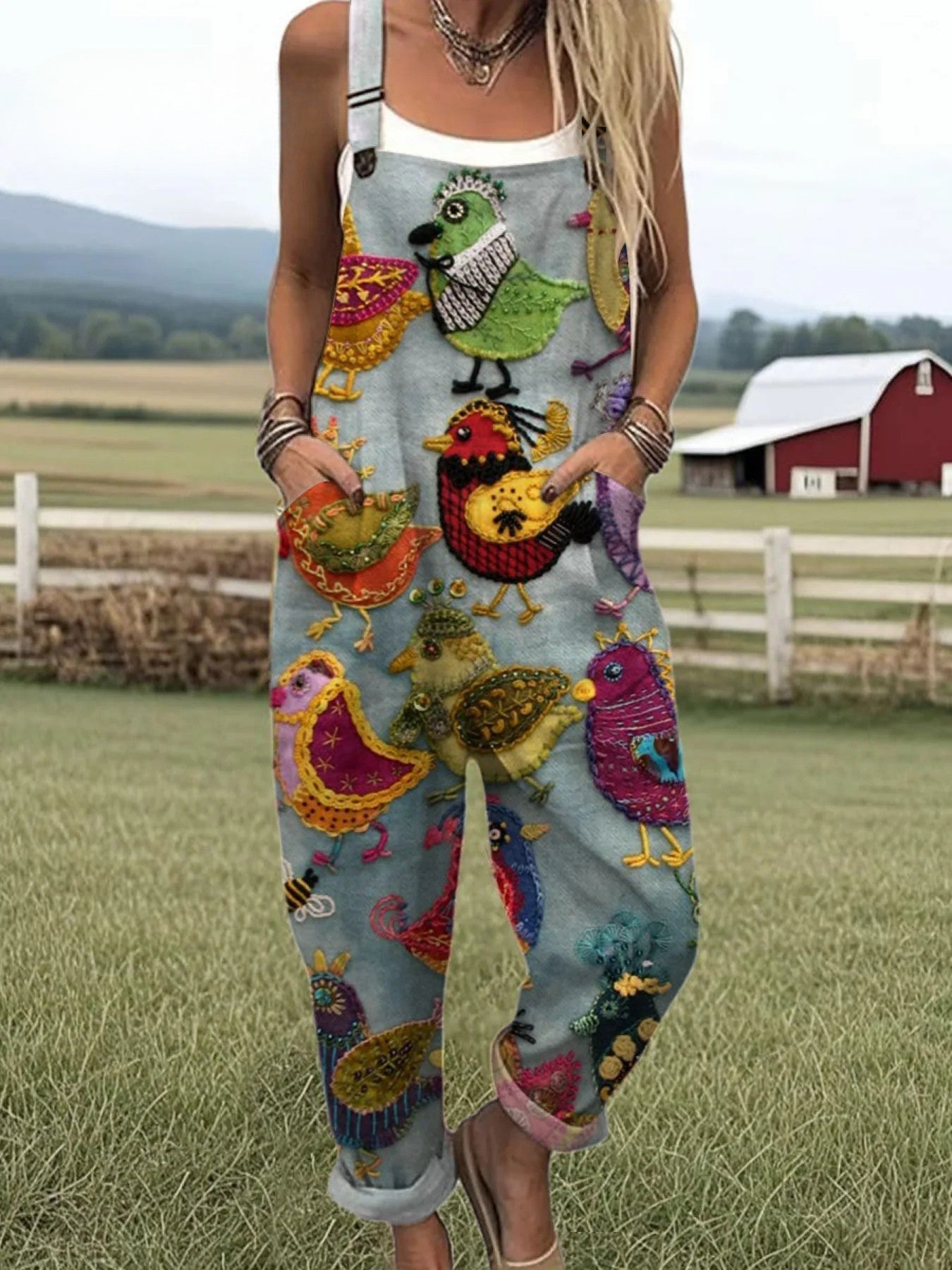 Vintage Colourful Bird Jumpsuit
