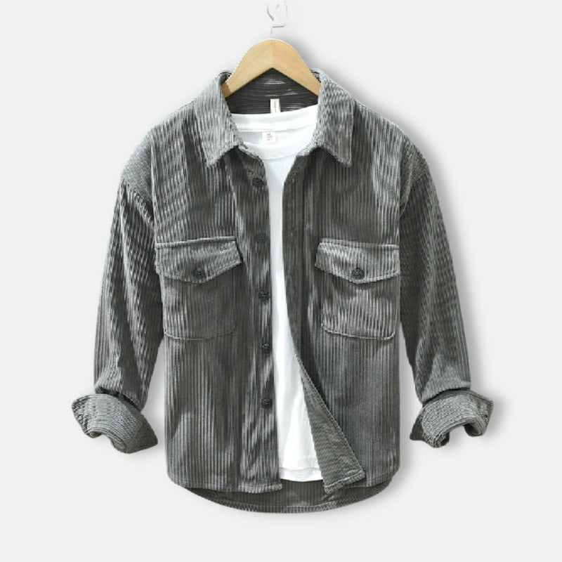 Men's Corduroy Shirt with Classic Collar