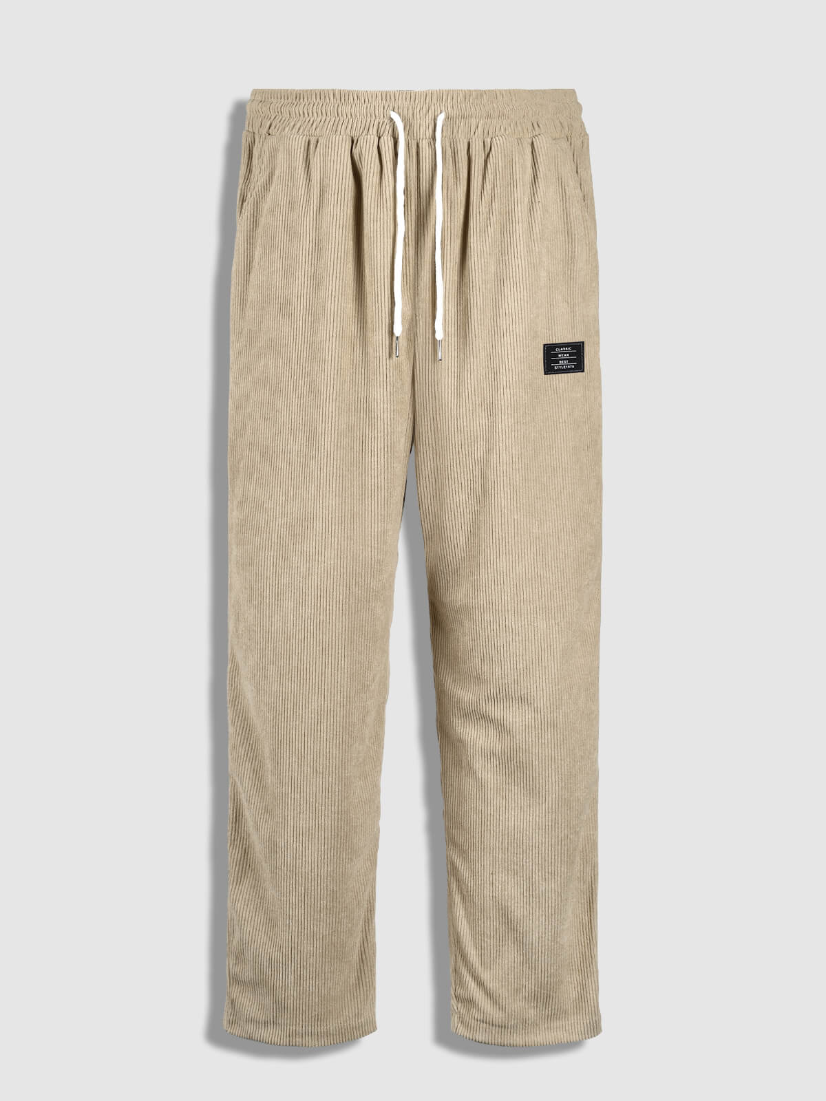 Men's textured plaid terry casual long-sleeved shirt and corduroy pants set