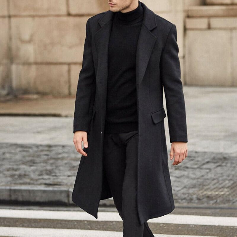 Men's Extra Long Coat Elegant Style
