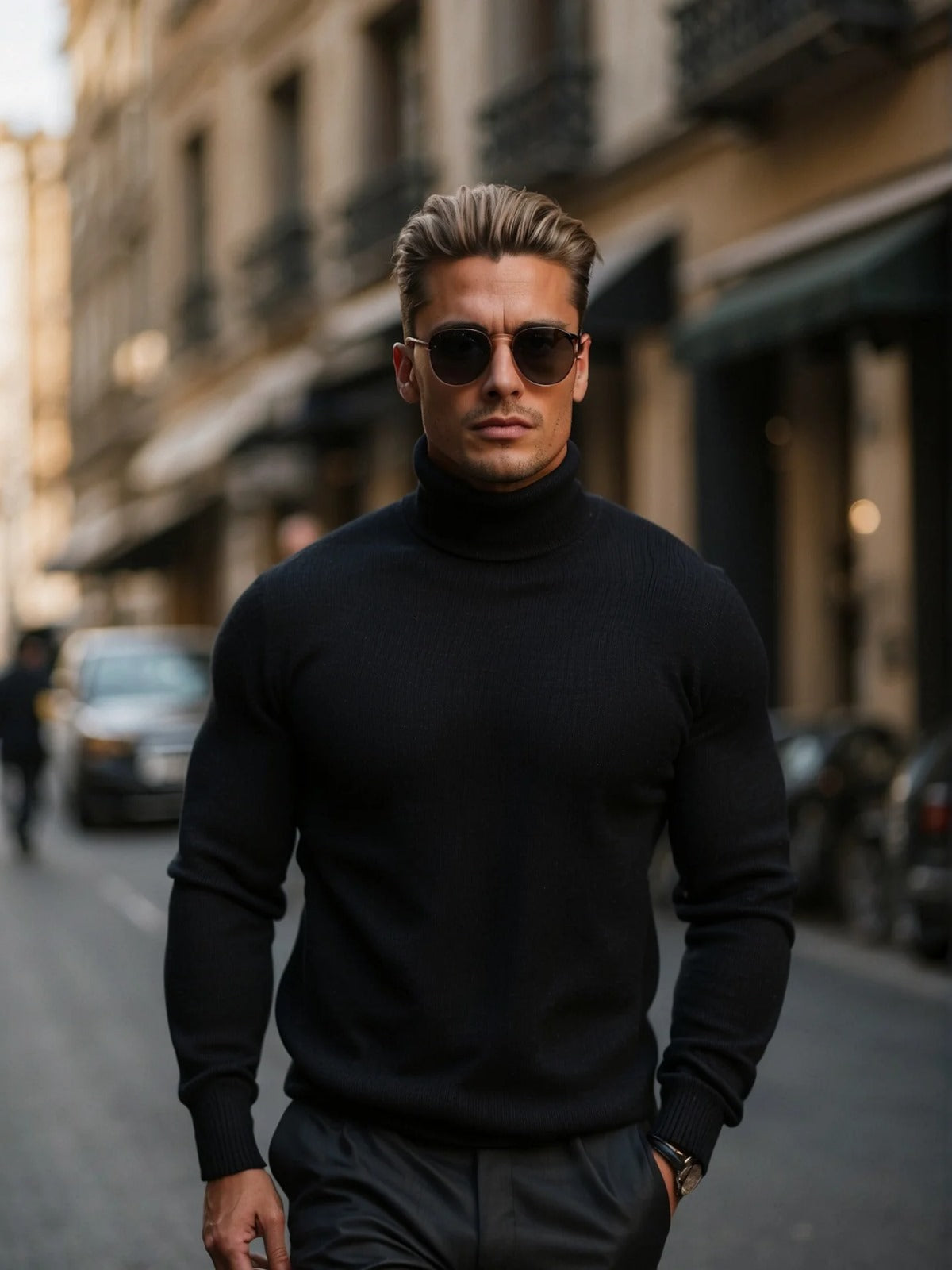 Men's Roll Neck Jumper in Virgin Wool