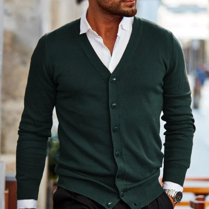 Men's Cardigan with Buttons and V-Neck