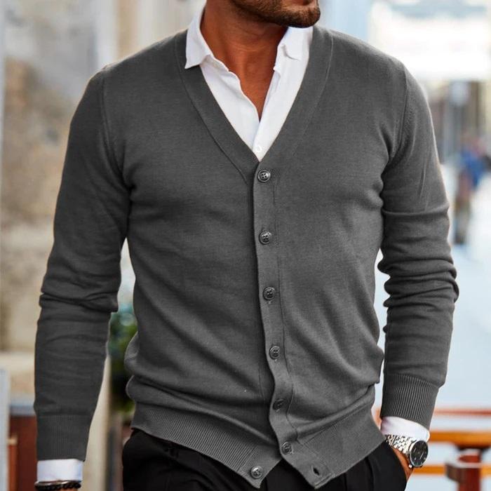Men's Cardigan with Buttons and V-Neck