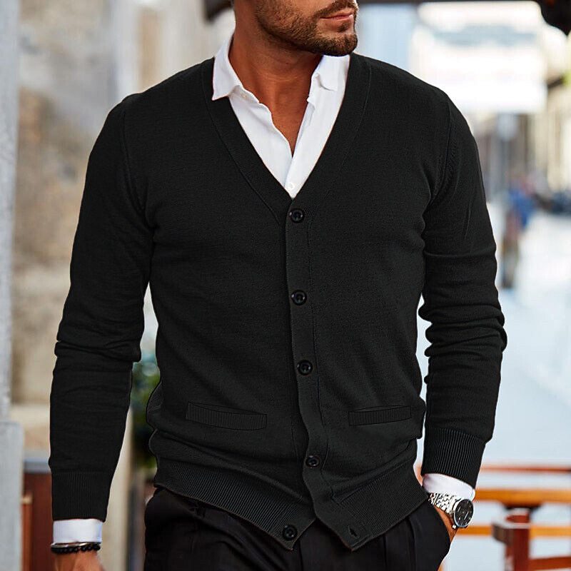 Men's Cardigan with Buttons and V-Neck